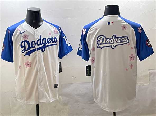 Men%27s Los Angeles Dodgers Team Big Logo White Royal 2025 Tokyo Series Limited Stitched Jersey->los angeles dodgers->MLB Jersey